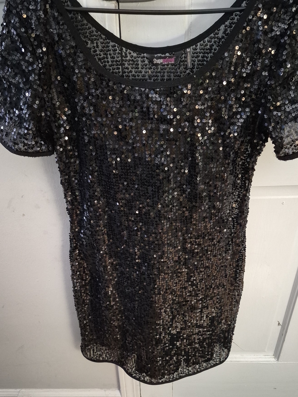 Black Sequin Short Sleeve Tunic
